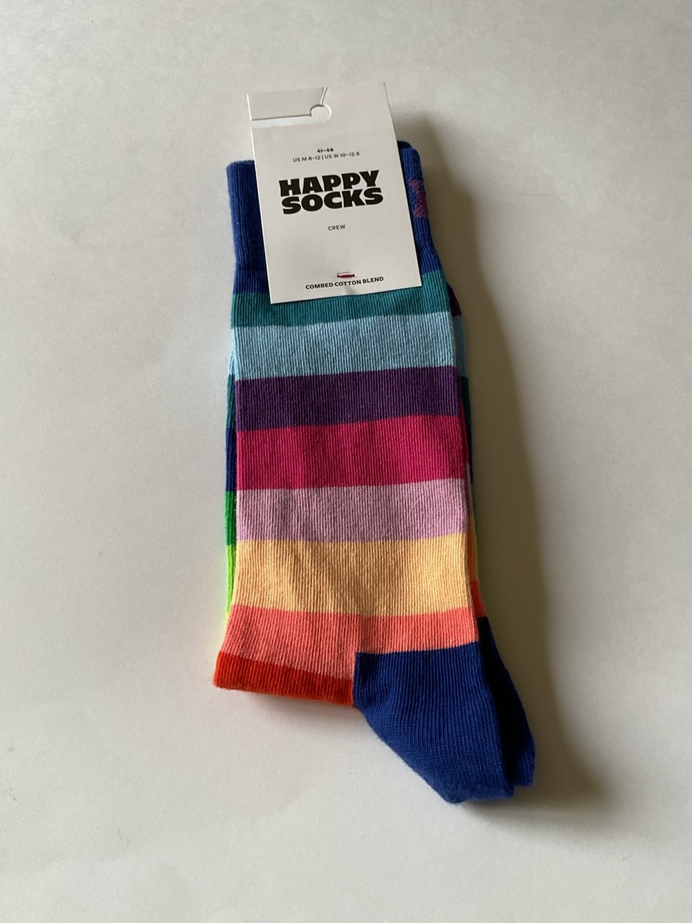 HAPPY SOCKS MENS COMBED COTTON SOCKS MULTI COLOR STRIPES OS NWT